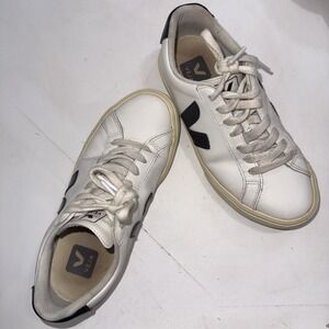VEJA Esplar Low-Top Leather Sneakers White Black Women's Size 4 / EU 35 Shoes